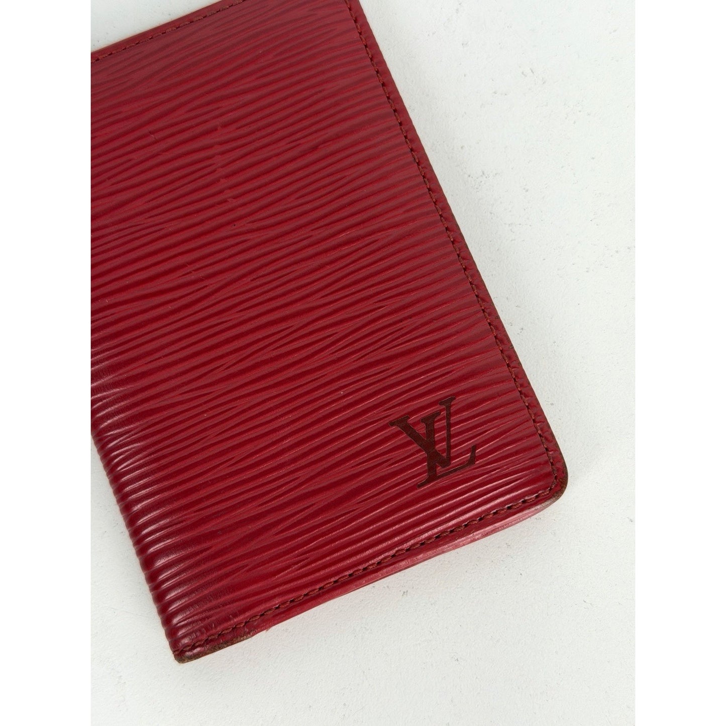 Louis Vuitton Pocket Organizer Card Holder Wallet Red Epi Leather 2005