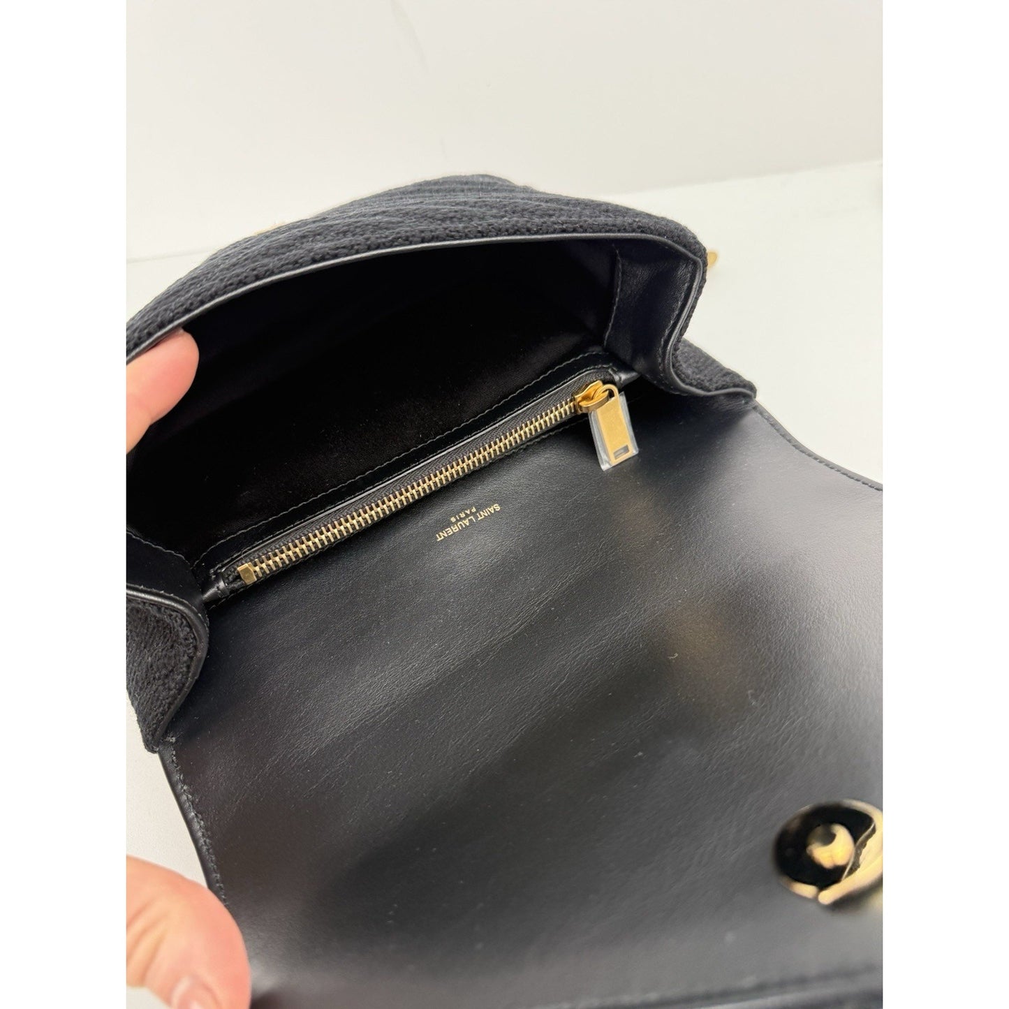 Saint Laurent College Medium Shoulder Bag in Quilted Tweed