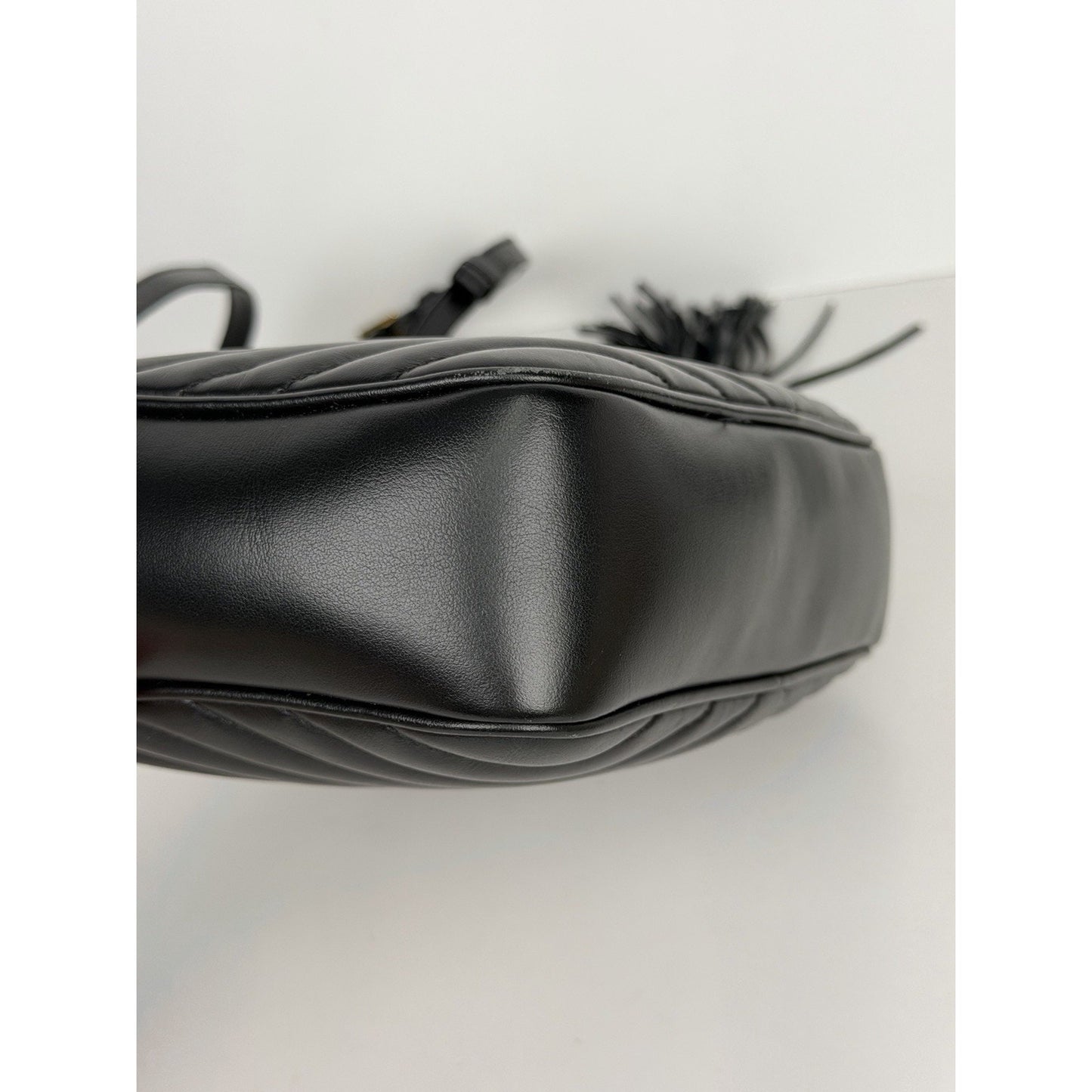 Saint Laurent Lou Camera Bag Medium Chevron Quilted Black Calfskin Leather D9