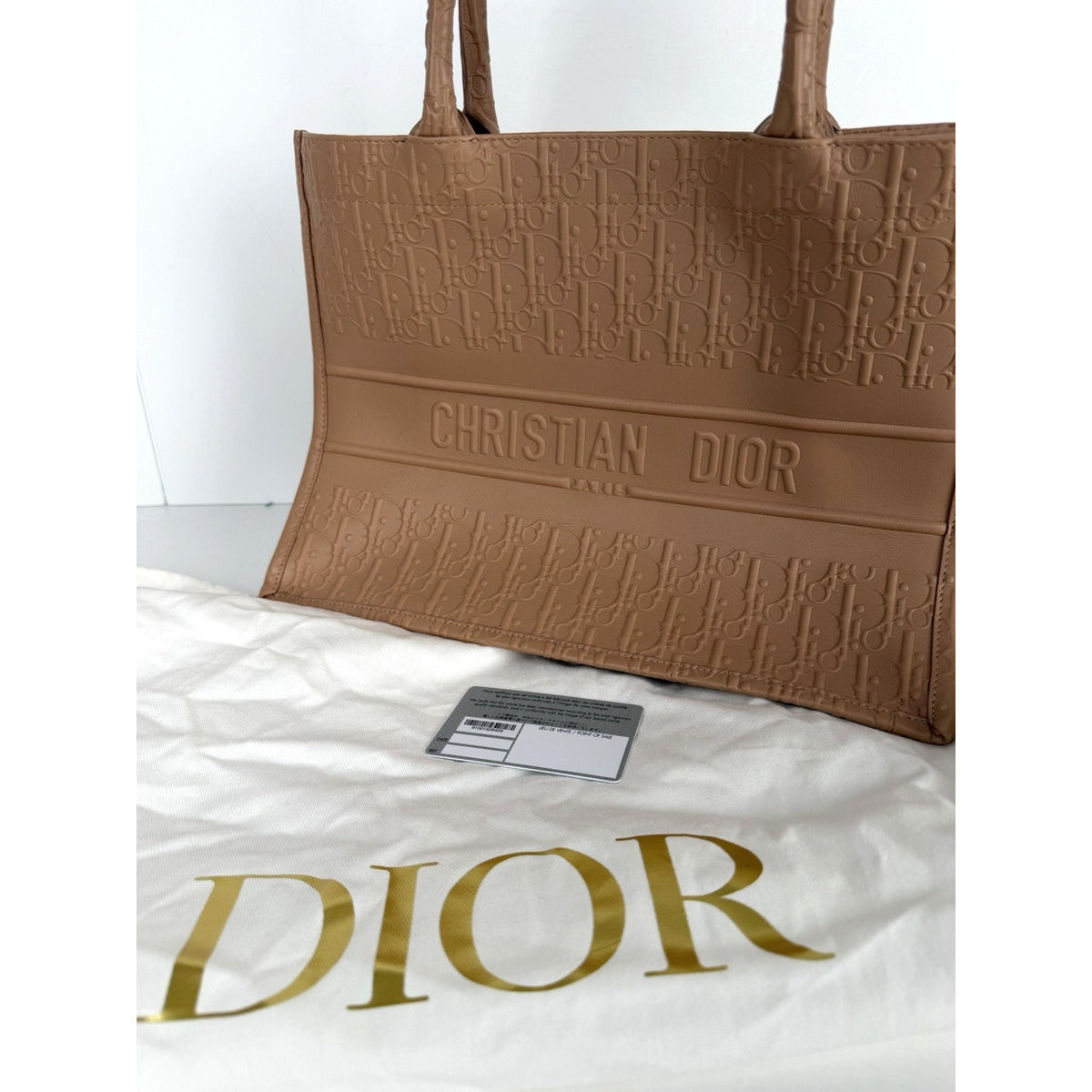 Christian Dior Oblique Medium Book Tote Bag in Beige Embossed Leather 2020 E2