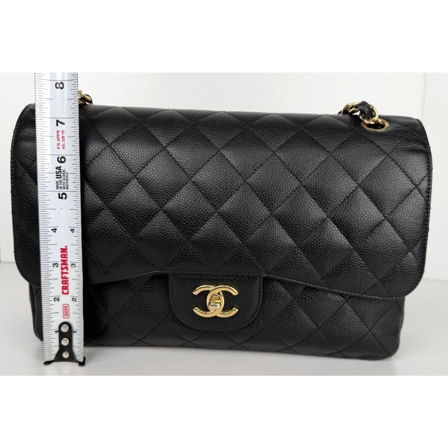 Chanel Classic Double Flap Bag Jumbo in Black Quilting Caviar Leather 2016 B5