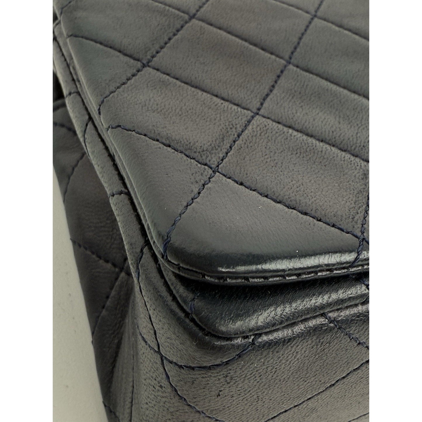 Chanel Vintage Midnight Blue Single Flap Shoulder Bag