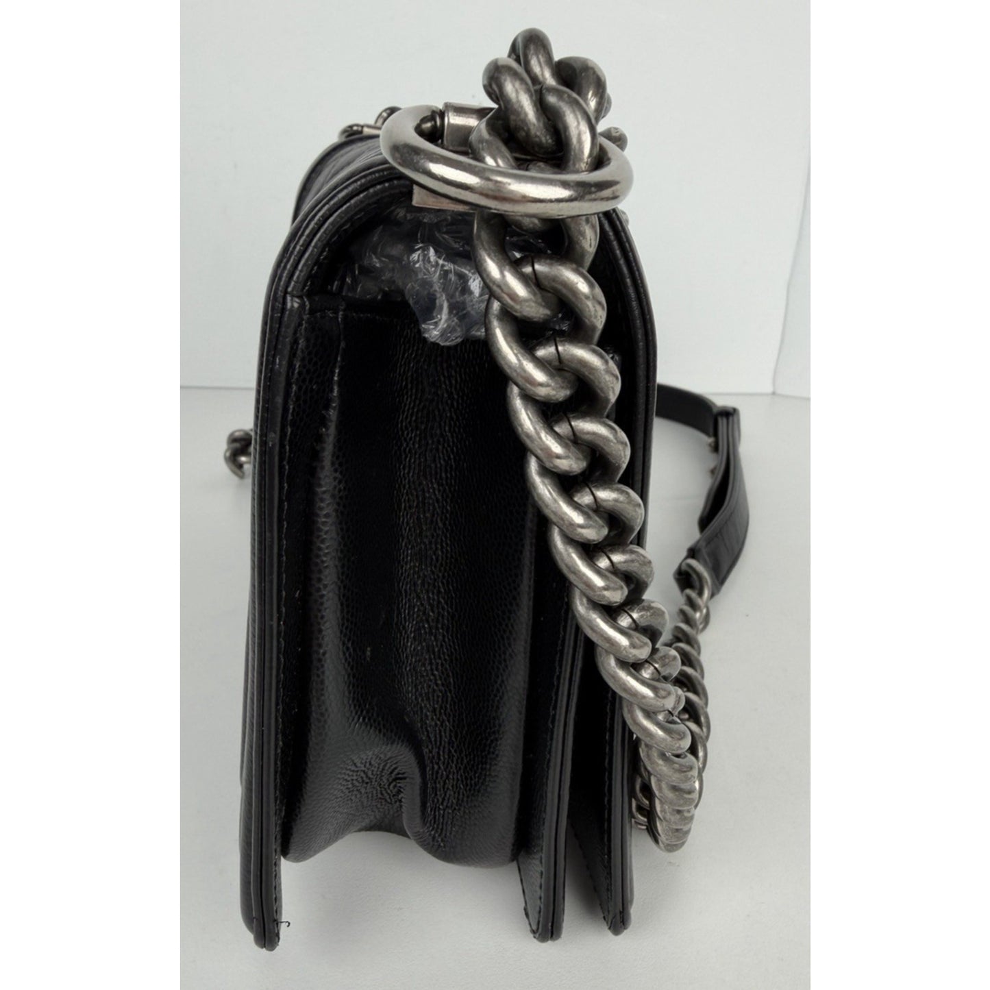 CHANEL Boy Flap Shoulder Bag Black Caviar Quilted Leather Medium 2019 C6
