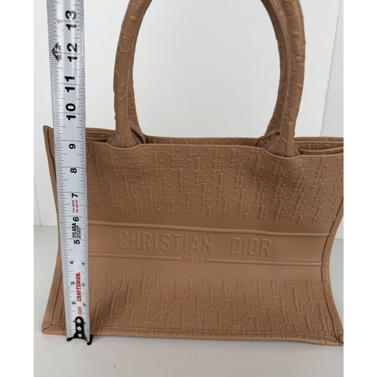 Christian Dior Oblique Medium Book Tote Bag in Beige Embossed Leather 2020 E2
