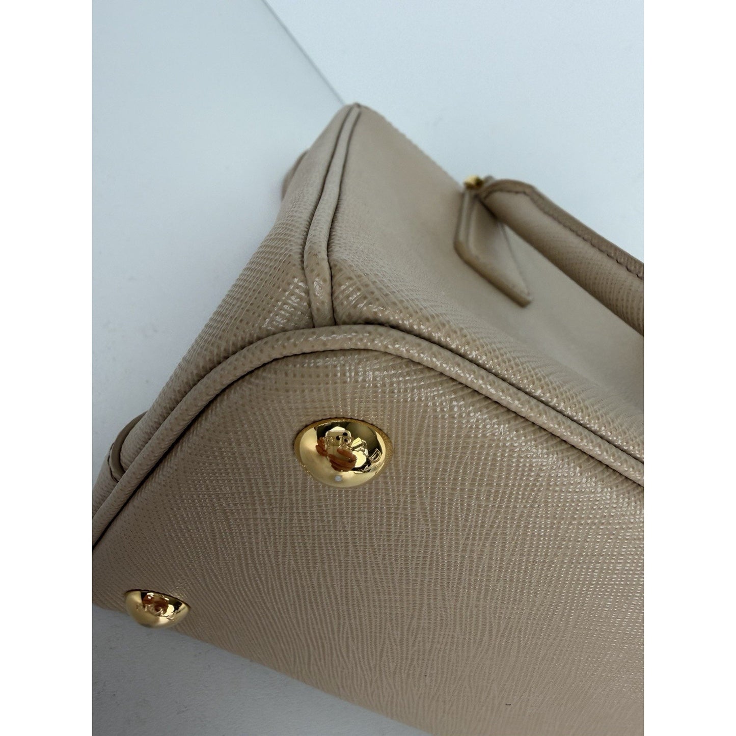 Prada Galleria Small Top Handle Bag in Beige Saffiano Leather C-9