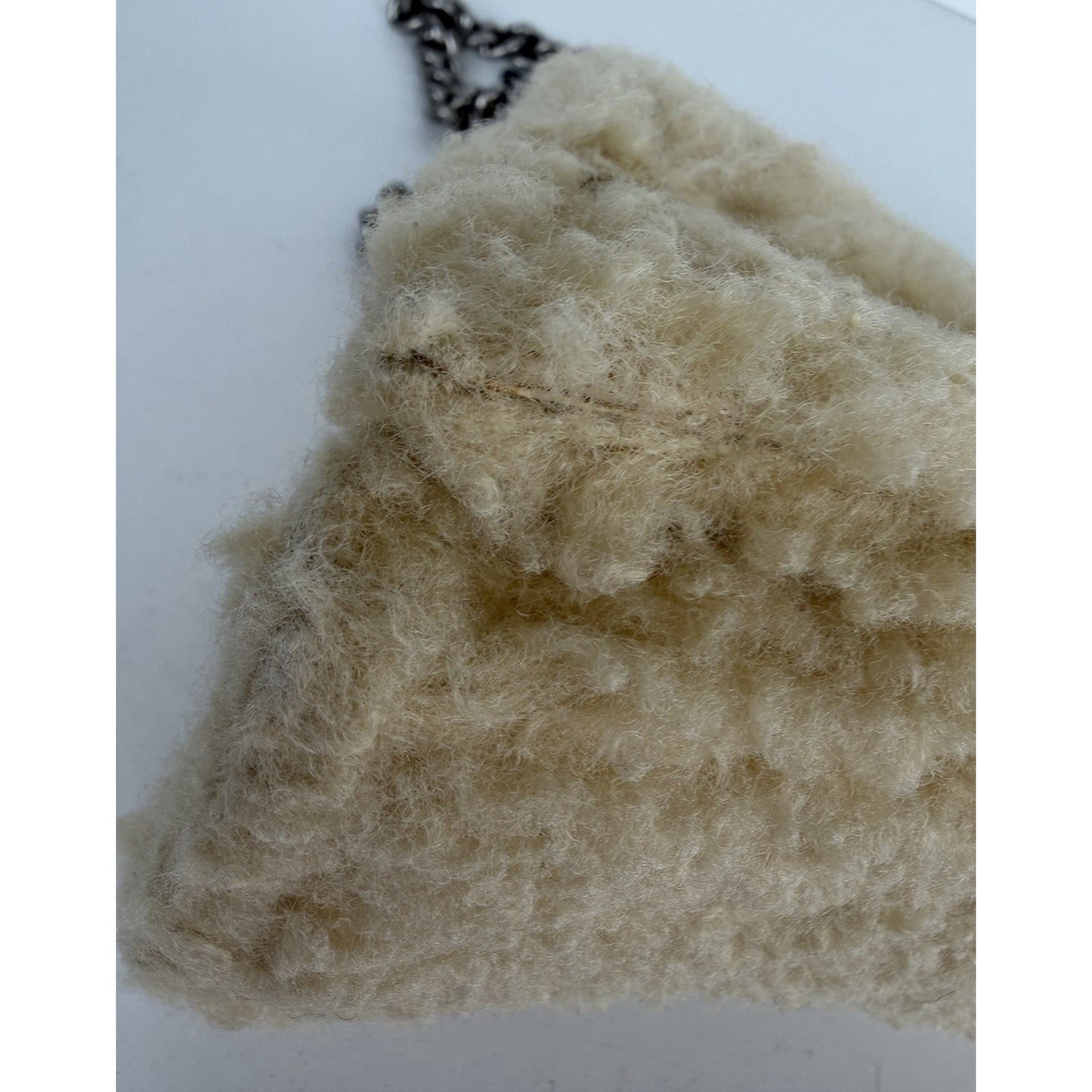 Balenciaga Hourglass Chain Shoulder Bag Small in Beige Curly Faux Shearling C-9