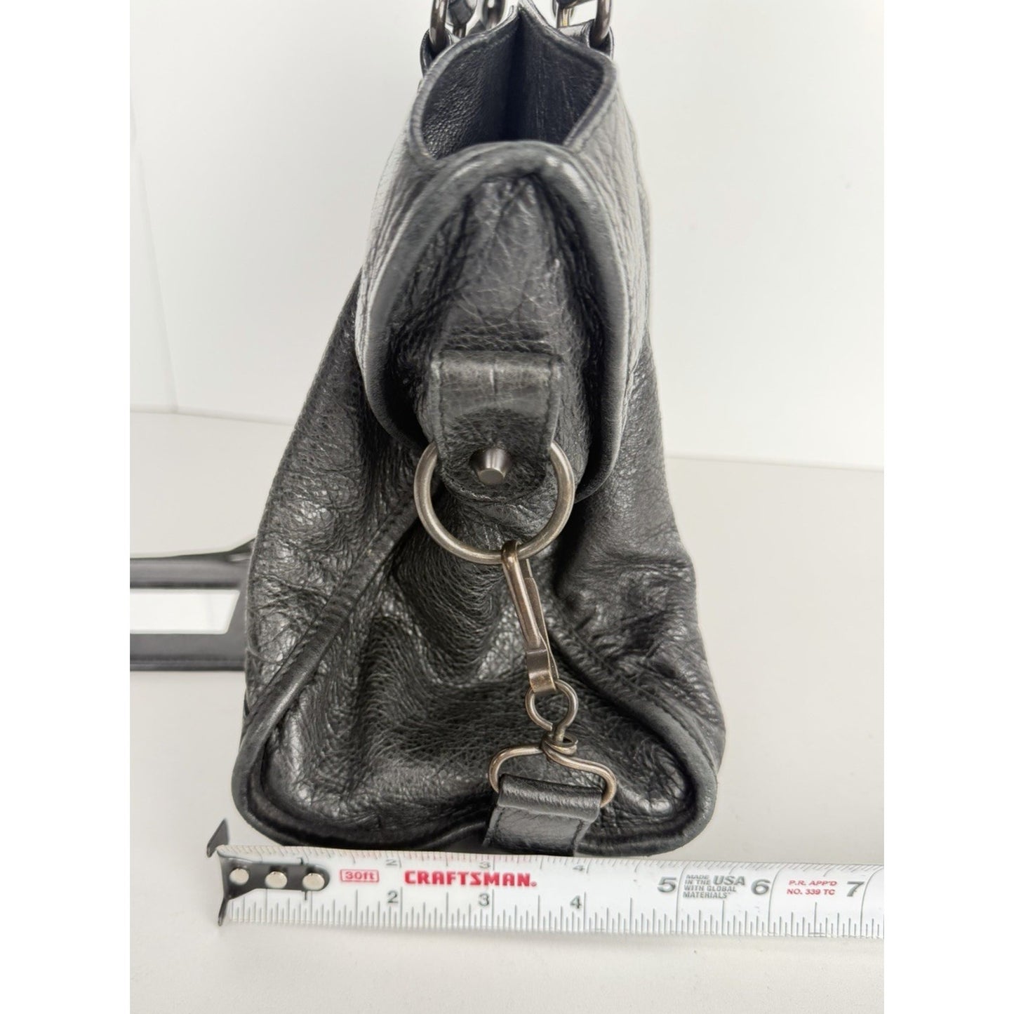 Balenciaga Classic The City Studded Handbag Medium in Dark Gray Leather S07