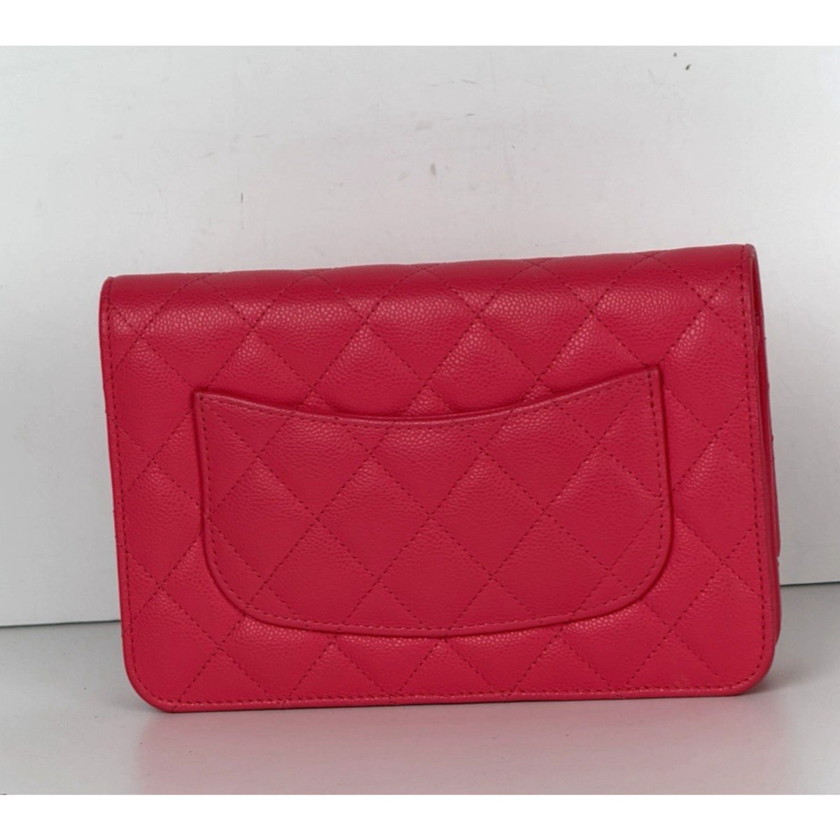 Chanel Classic Wallet on Chain (WOC) Bag in Pink Quilted Caviar Leather 2022 D-5