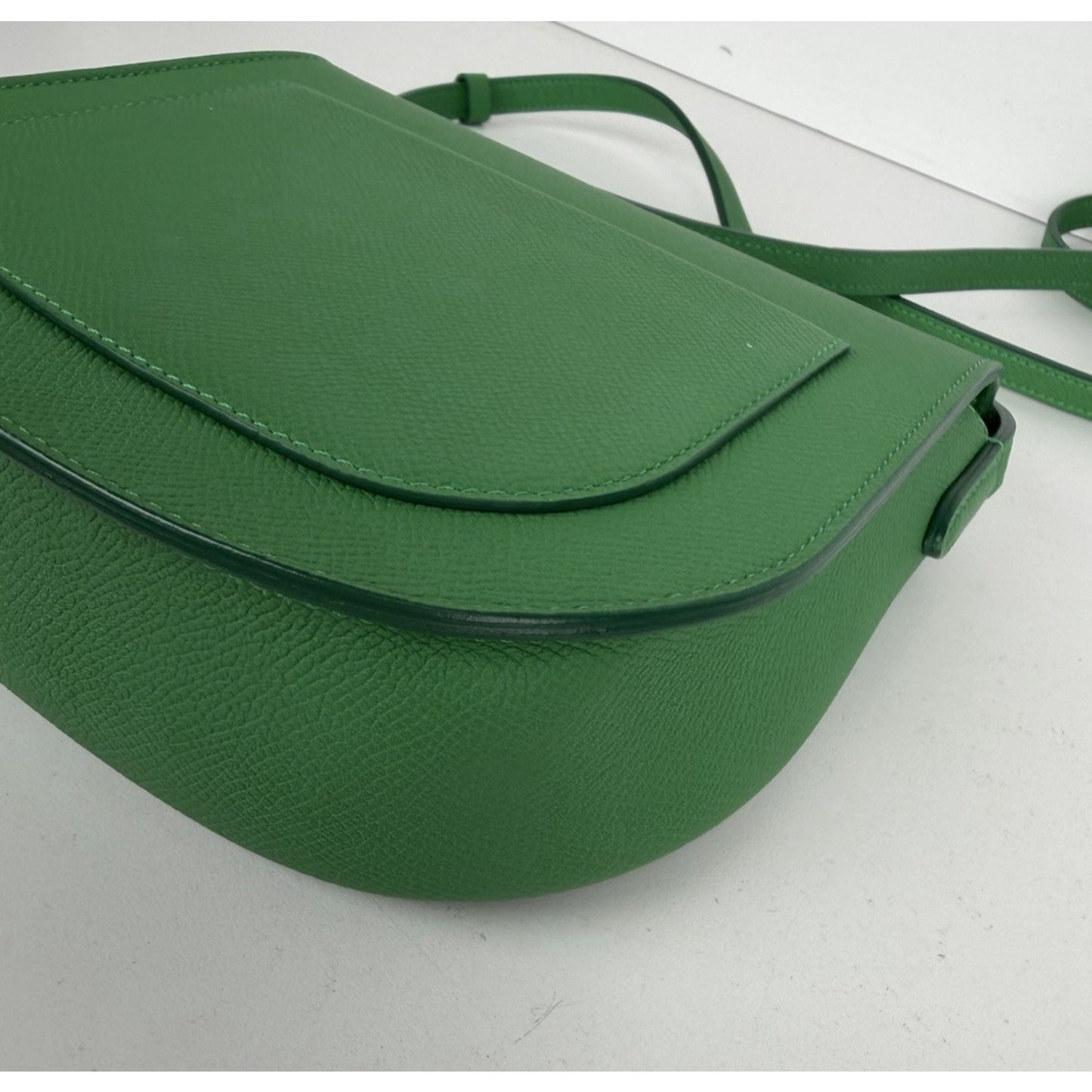 Celine by Phoebe Philo Trotteur Small Crossbody Bag in Grainy Green Leather S-08