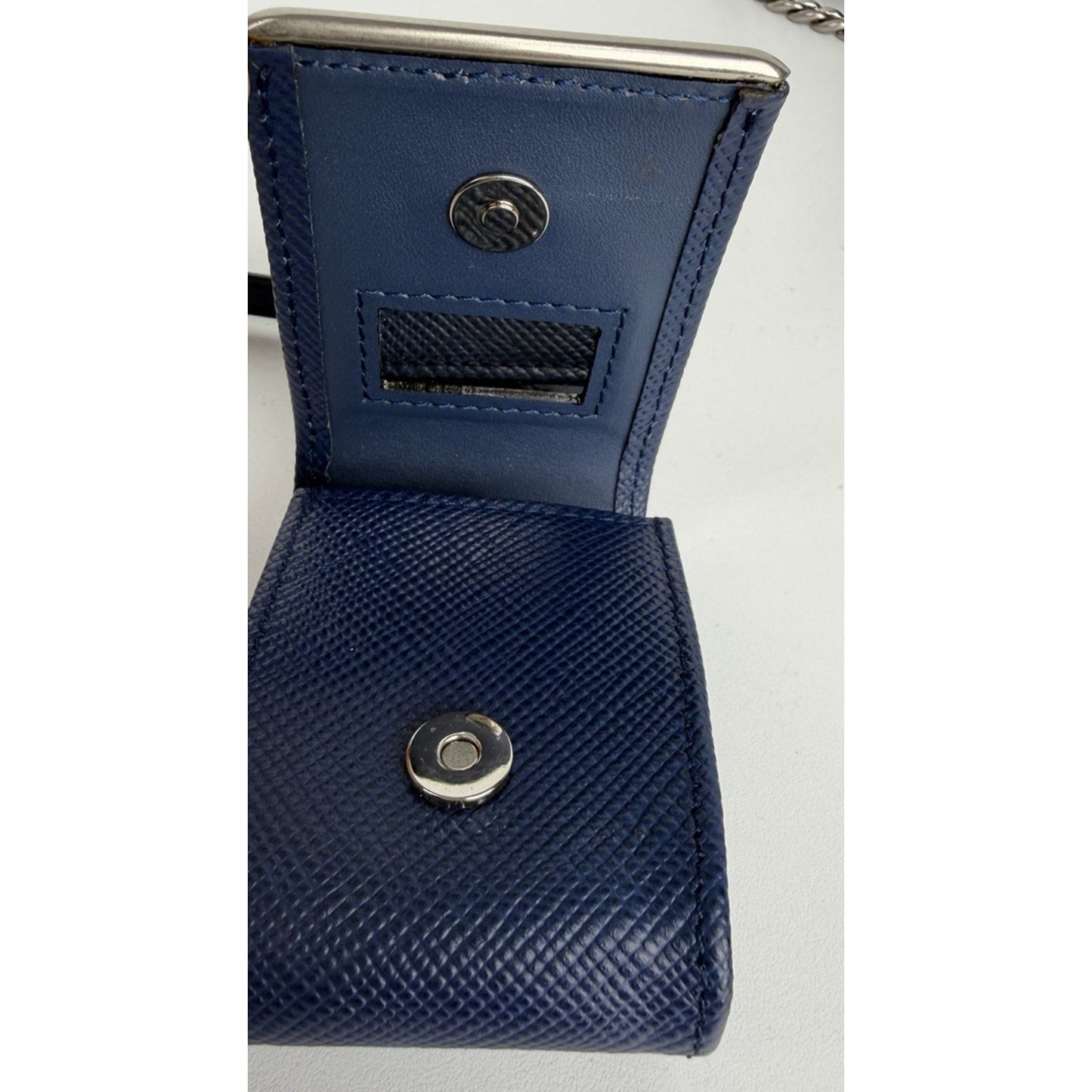 Prada Saffiano Cuir Leather Shoulder Bag Monochrome Small Metal Patches S-03