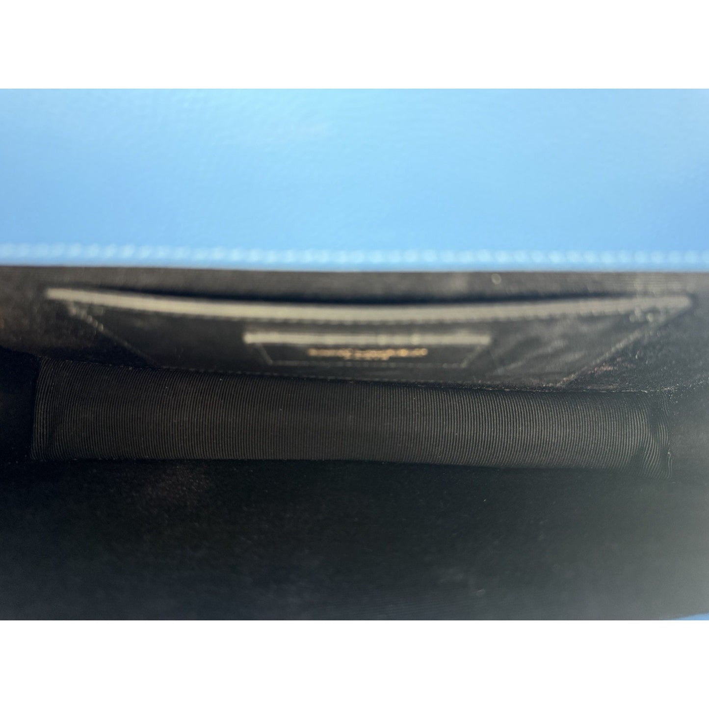 Saint Laurent Monogram Cassandre Clutch Bag in Blue Grain de Poudre Leather S-13