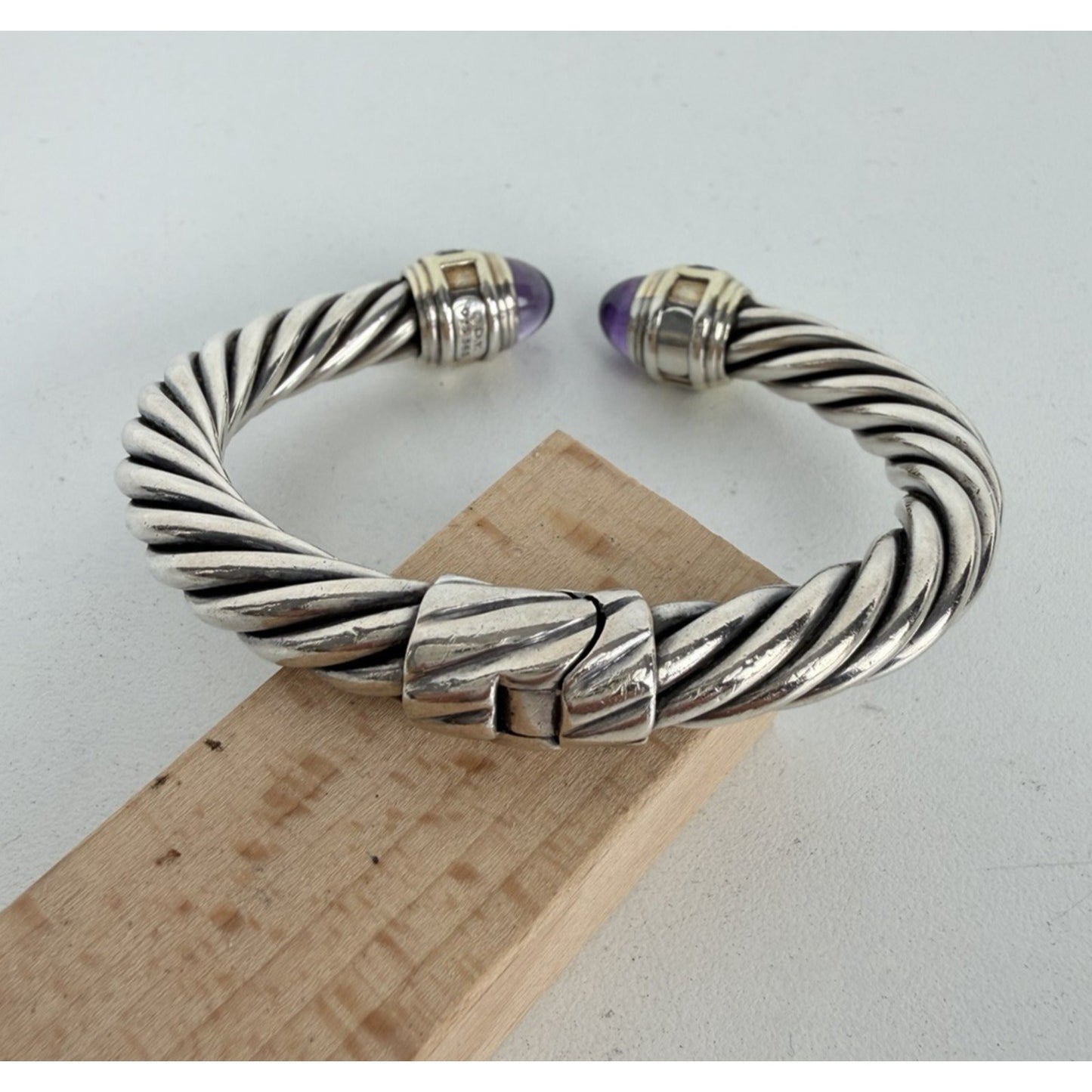 David Yurman Amethyst Cable Classic Bracelet 10mm in Sterling Silver & 14K Gold