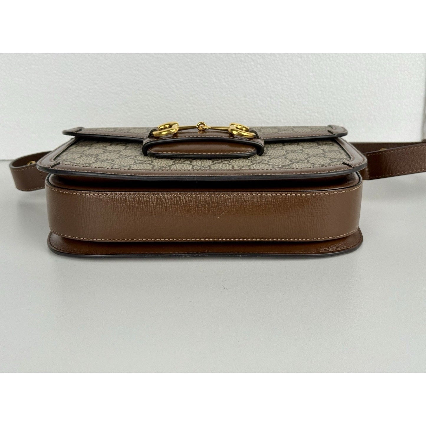 Gucci 1955 Horsebit Shoulder Bag Brown Monogram Medium