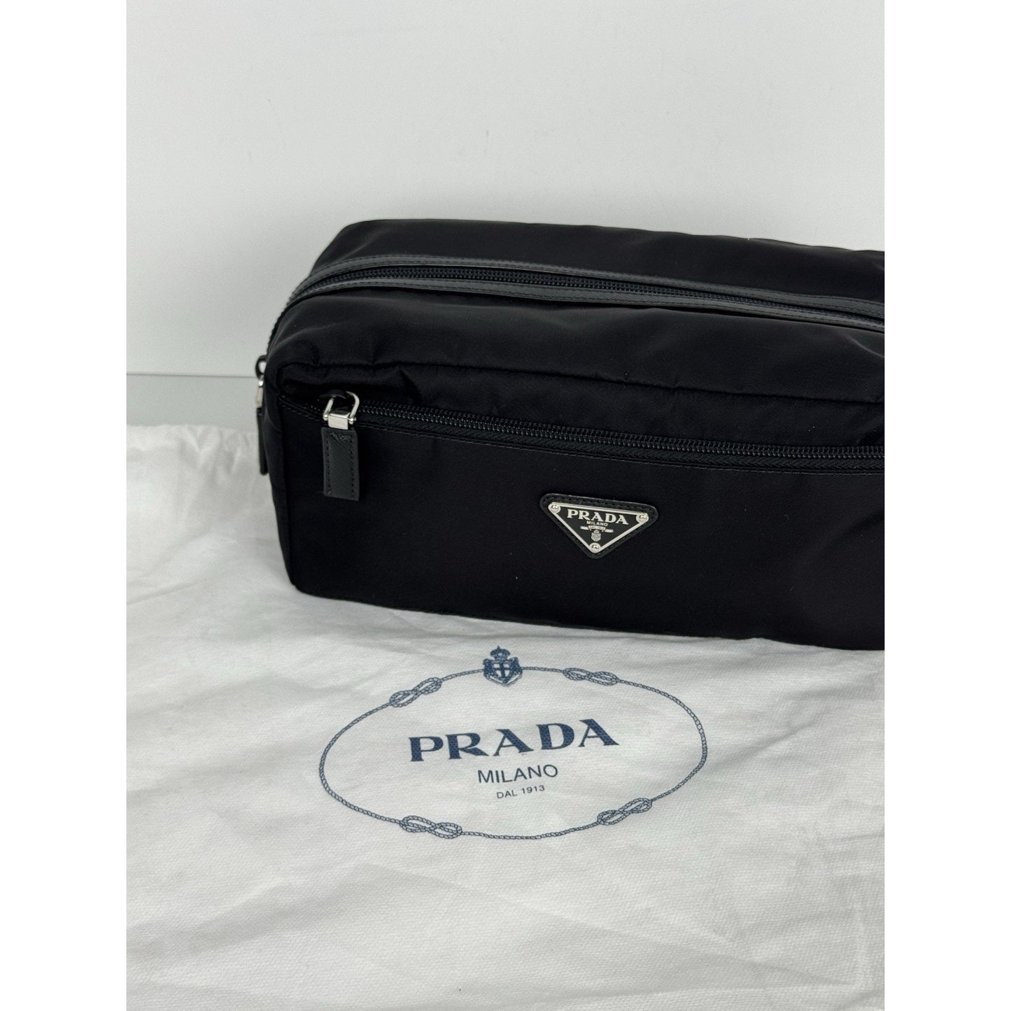 Prada Re Nylon and Saffiano Leather Travel Pouch E-2