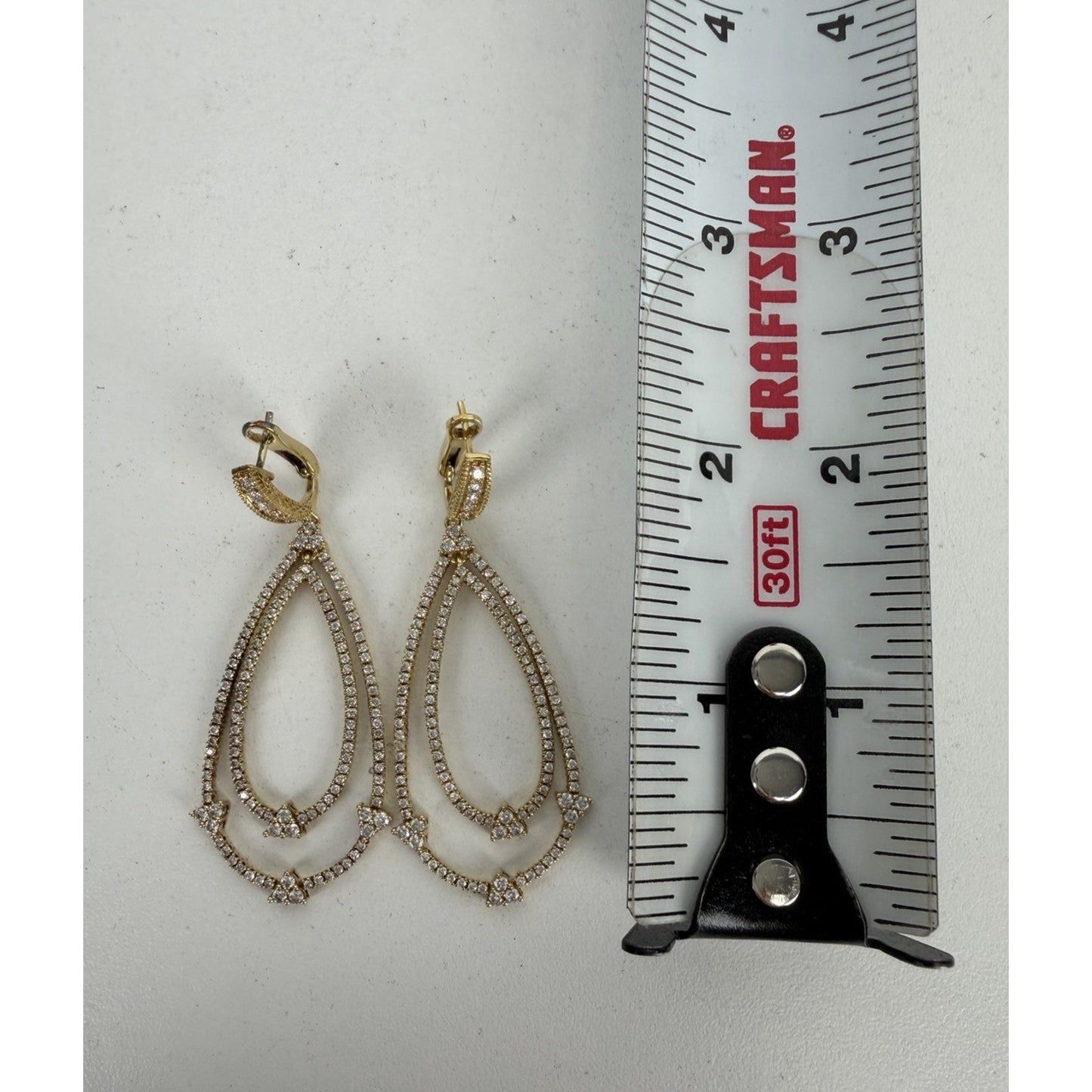 Judith Ripka Double Pear Earrings in 18k Yellow Gold and Diamond