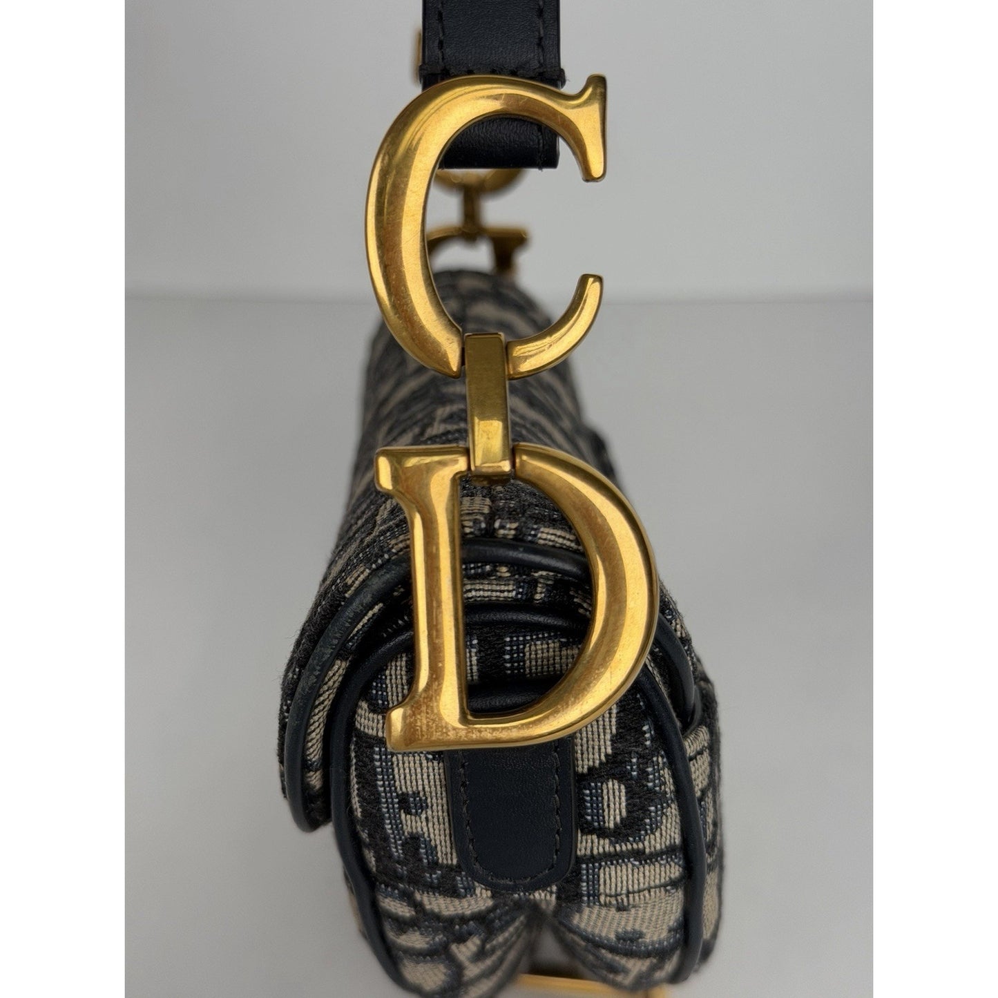 Dior Saddle Bag Mini in Blue Oblique Jacquard Canvas Gold-Tone Hardware 2019 E-8