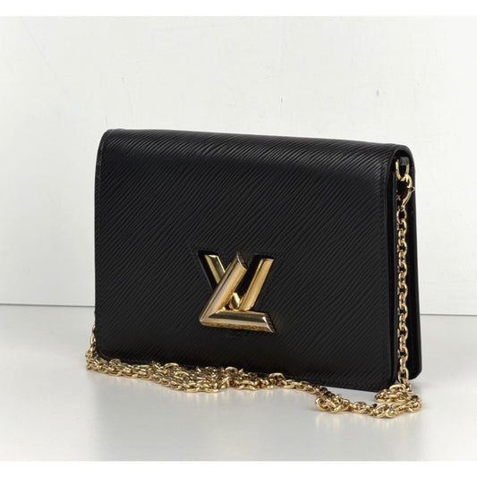 Louis Vuitton Epi Twist Belt Chain Wallet in Black Textured Leather NFC S18