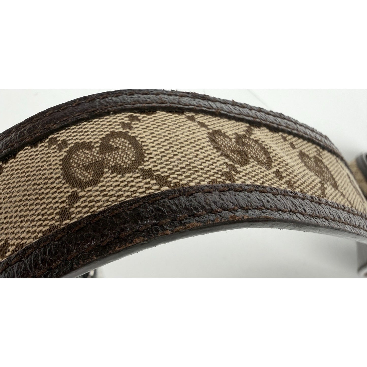 Gucci Interlocking G Belt Beige&Ebony GG Canvas & Dark Brown Leather Trim K1