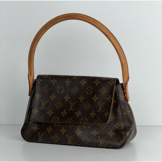 Louis Vuitton PM Looping Bag Monogram Canvas Vachetta Leather Handle 2006 S