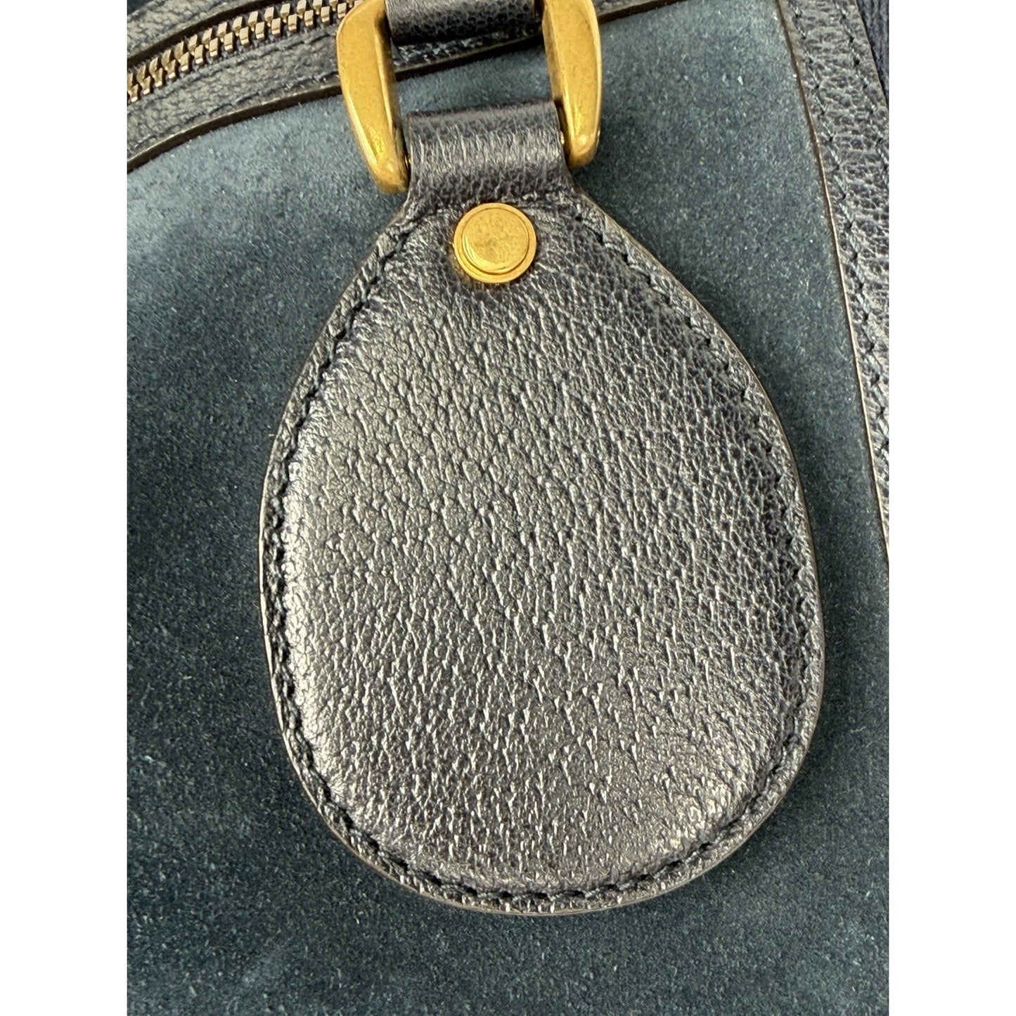 Gucci Neo Vintage Duffle Bag Medium in Dark Blue Suede With Leather Trim