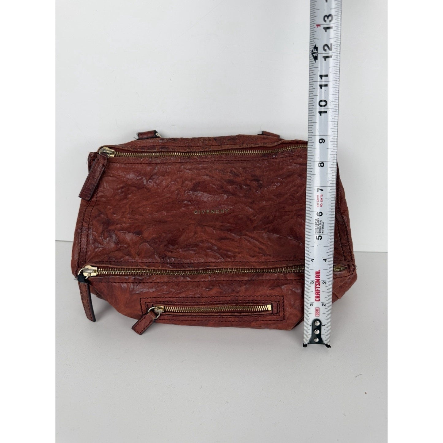 Givenchy Pandora Shoulder Bag Medium in Brick Wrinkled Sheepskin Leather S-08