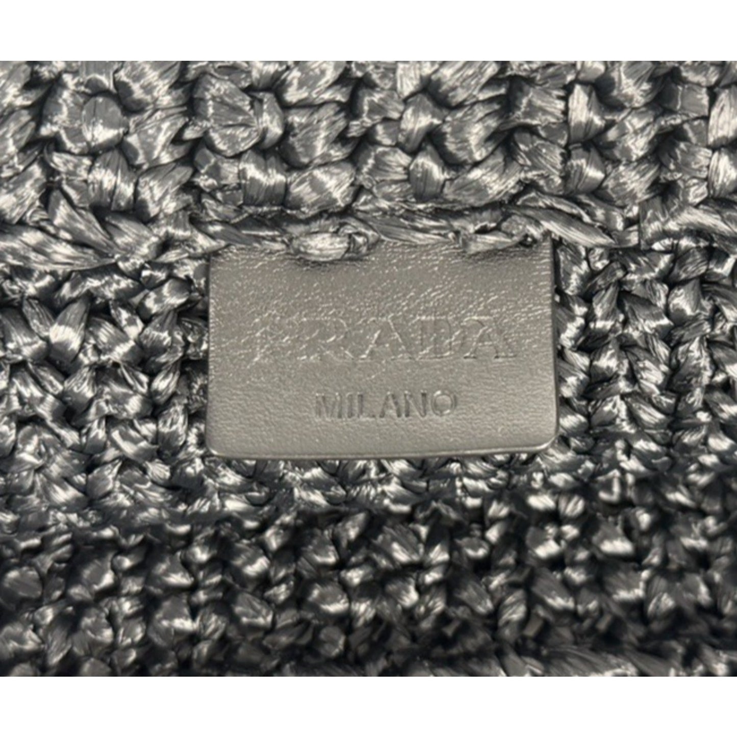 Prada Raffia Black Tote Bag with a White Embroidered Logo D3
