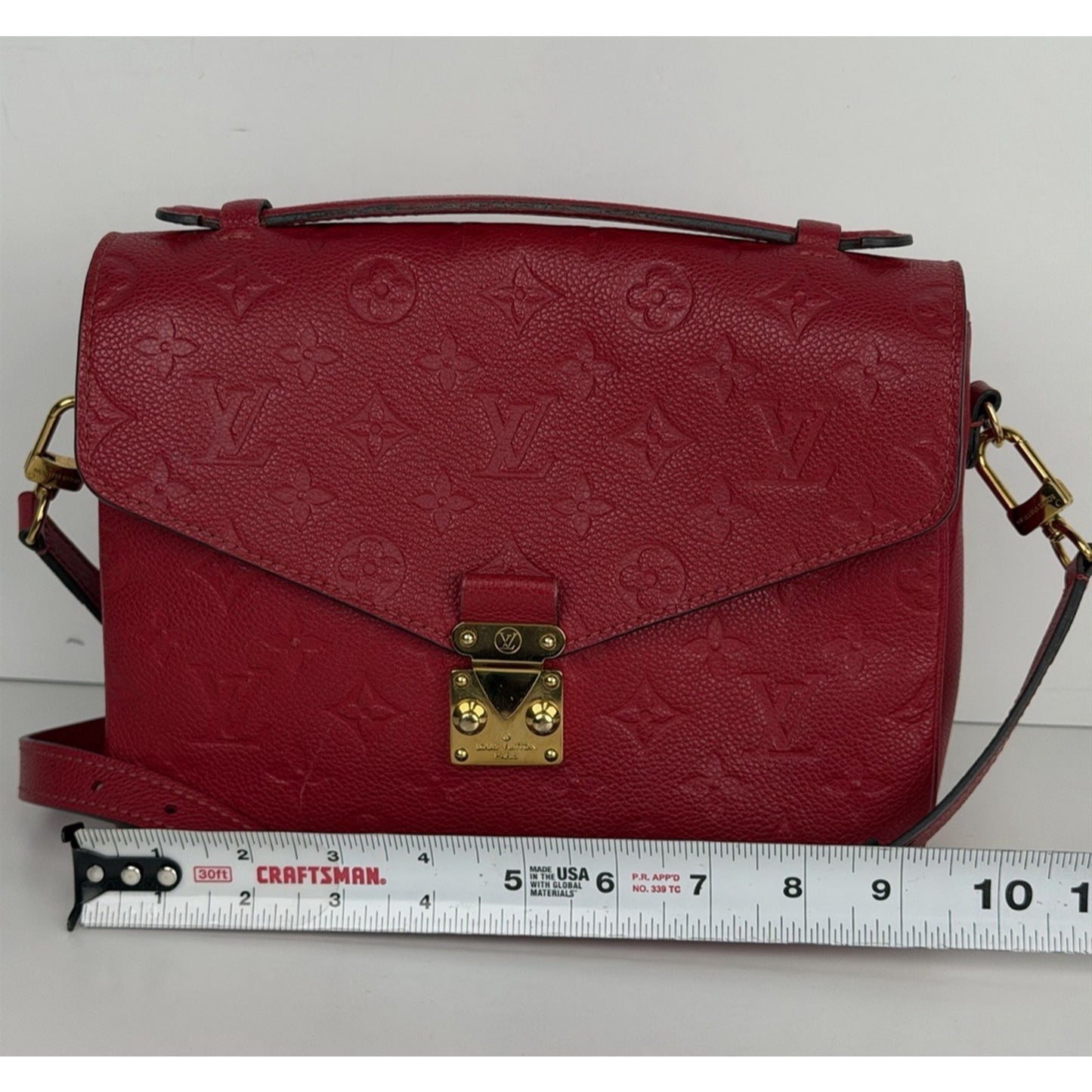 Louis Vuitton Pochette Metis Shoulder Bag Red Monogram Empreinte Leather 2018 B5