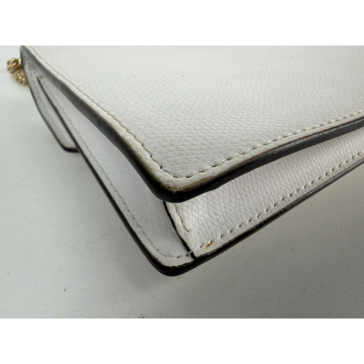 Fendi F is Fendi Envelope Wallet on Chain Crossbody Bag in White Leather S-08