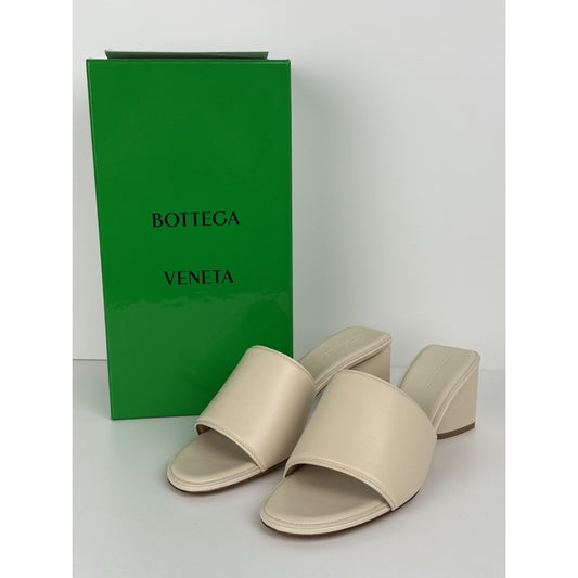BOTTEGA VENETA Cream White Leather Sandals Mules Size 40