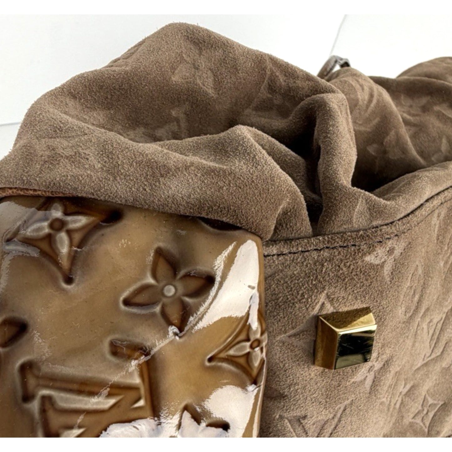 Louis Vuitton Irene Coco Bag in Brown Suede with Patent Leather Trim 2009 S09