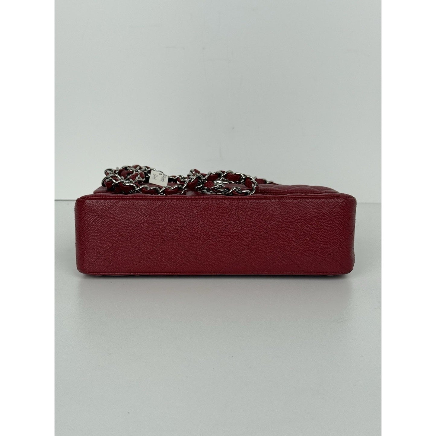 CHANEL Timeless Classic Small Red Caviar Leather Double Flap Shoulder Bag