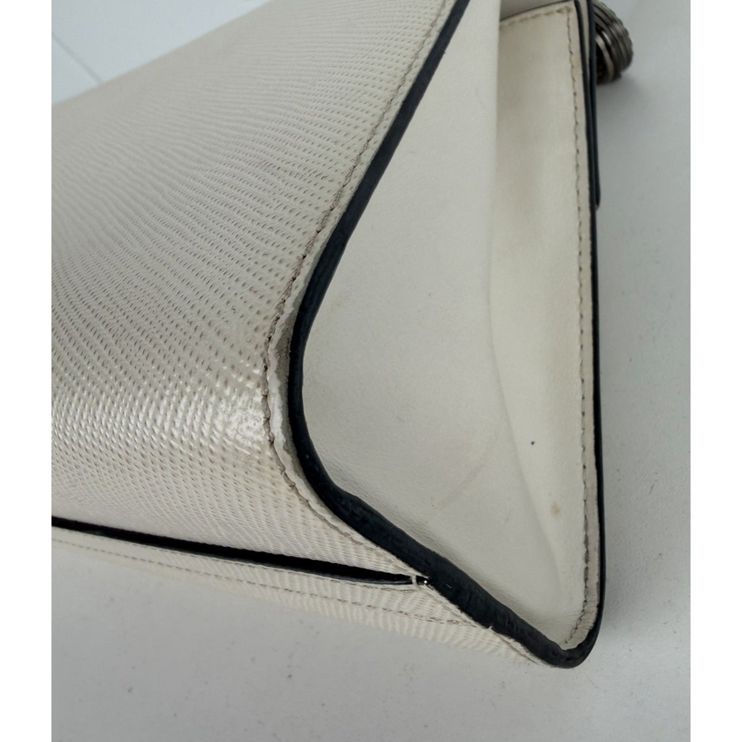 Prada Monochrome Patch Envelope Shoulder Bag Small in White Saffiano Leather S18
