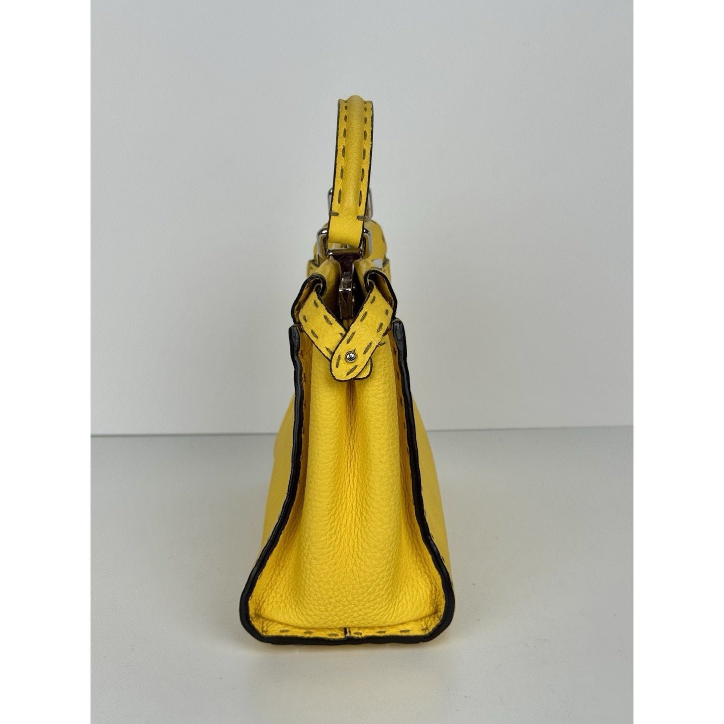 Fendi Peekaboo Mini Bag Yellow Leather Silver Hardware B-9