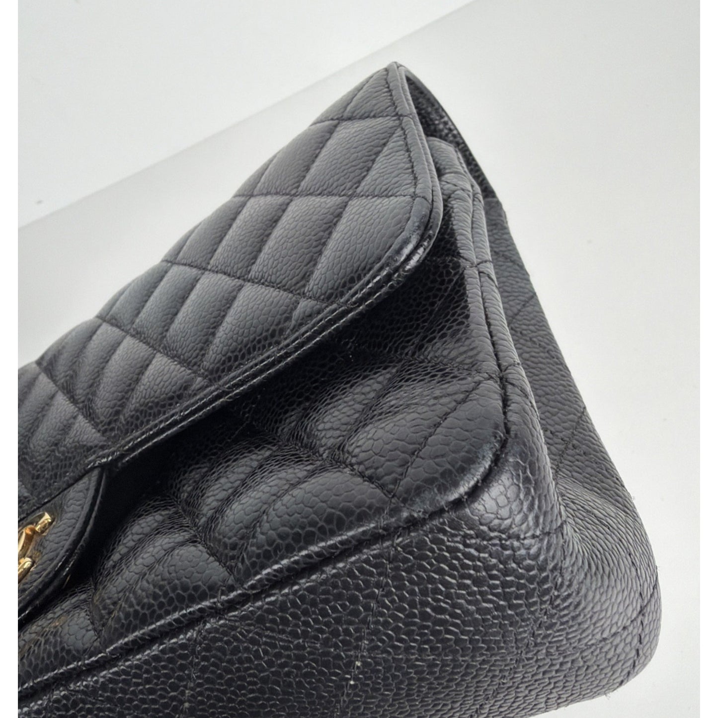 Chanel Classic Double Flap Medium Bag in Black Quilted Caviar Leather 2019 C6