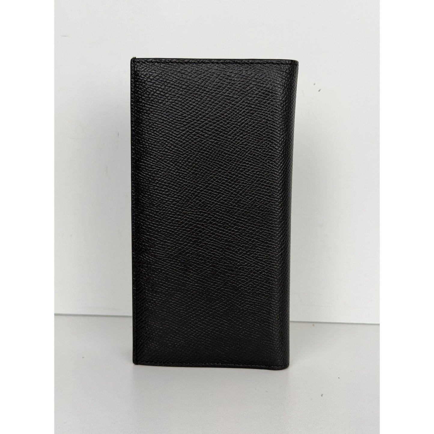 Celine Vertical Wallet Black Grained Calfskin Leather & Silver-Tone Hardware K2
