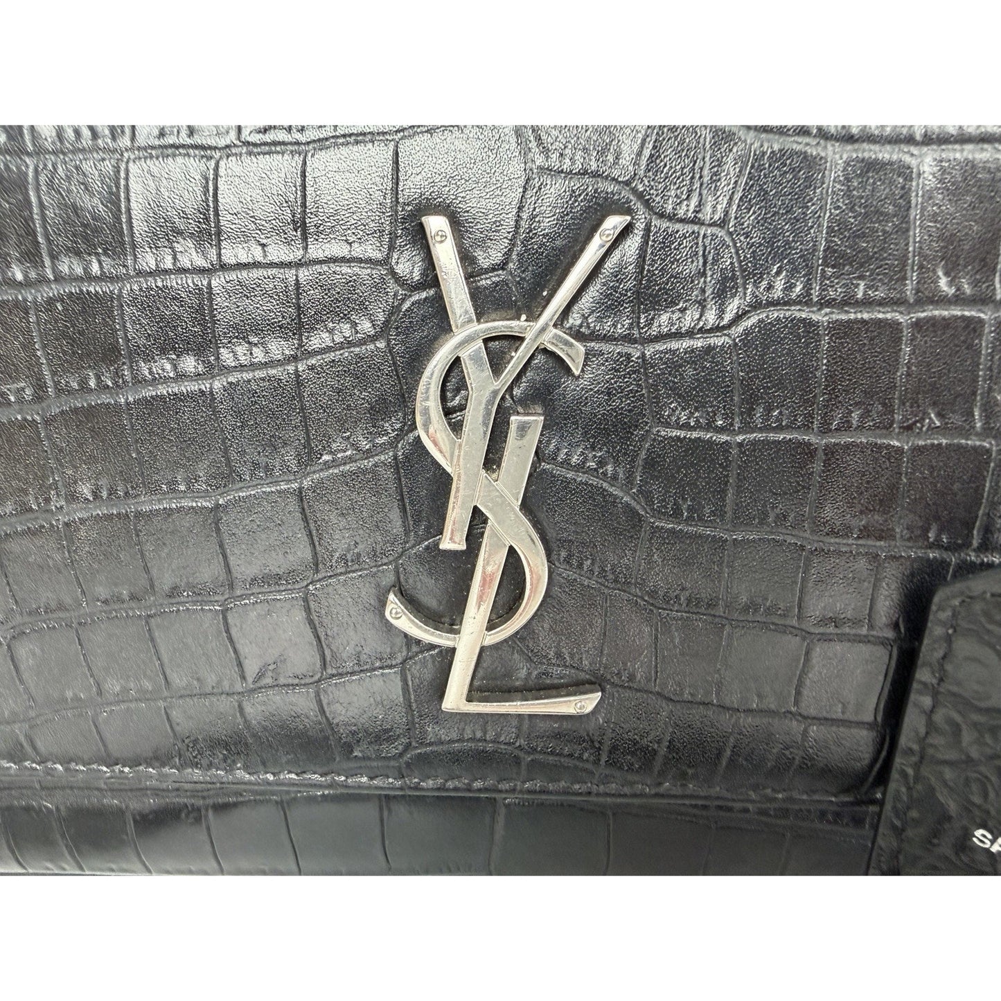 Saint Laurent Sunset Shoulder Bag Medium in Black Crocodile-Embossed Leather B-6