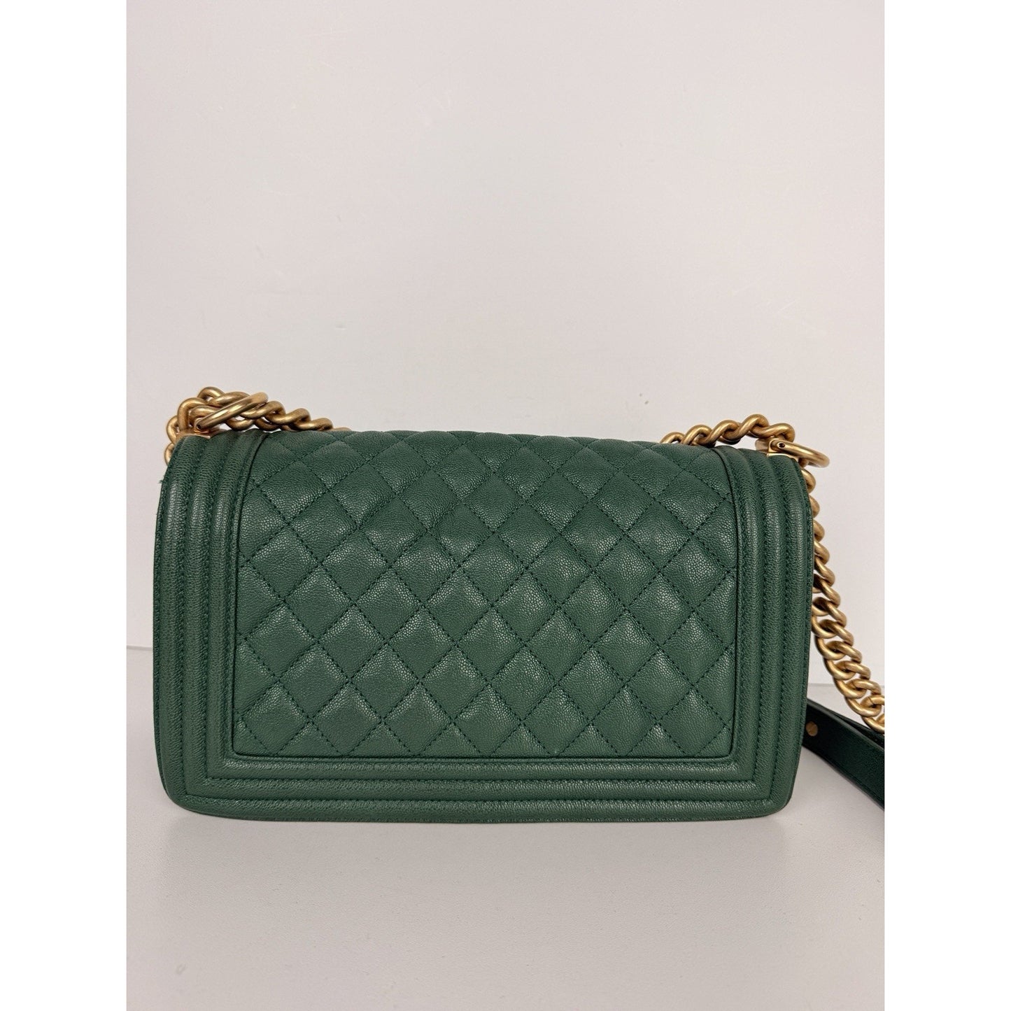 Chanel Boy Flap Bag Medium in Green Caviar Leather Gold Hardware 2018–2019 C-9