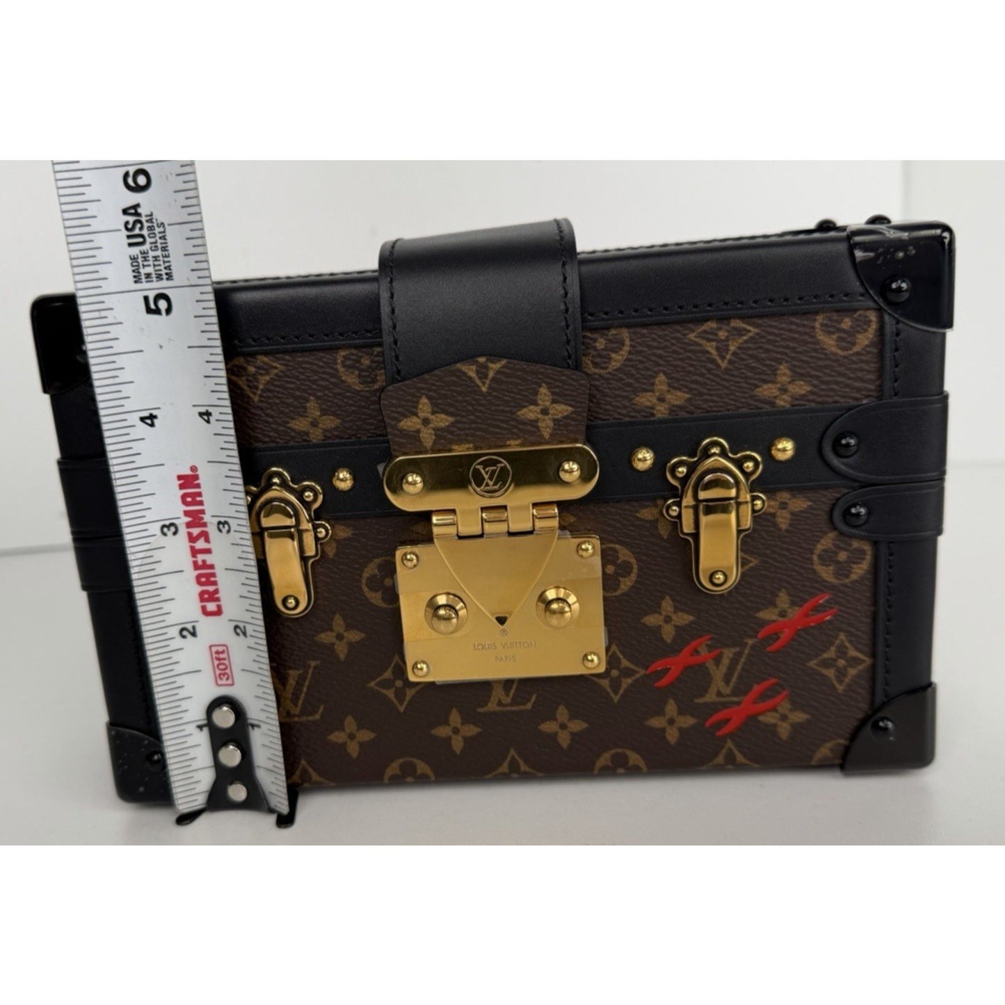 Louis Vuitton Monogram Petite Malle Bag in Coated Canvas Leather Trim NFC E-3