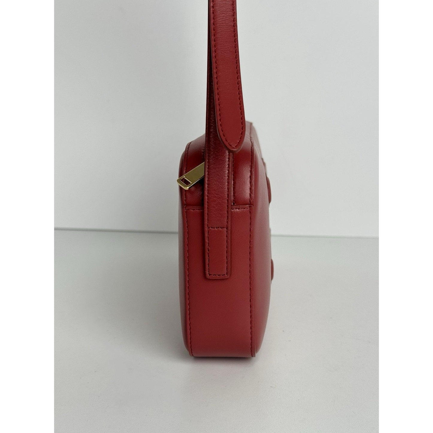Celine Triomphe Camera Shoulder Bag Red Leather C-8