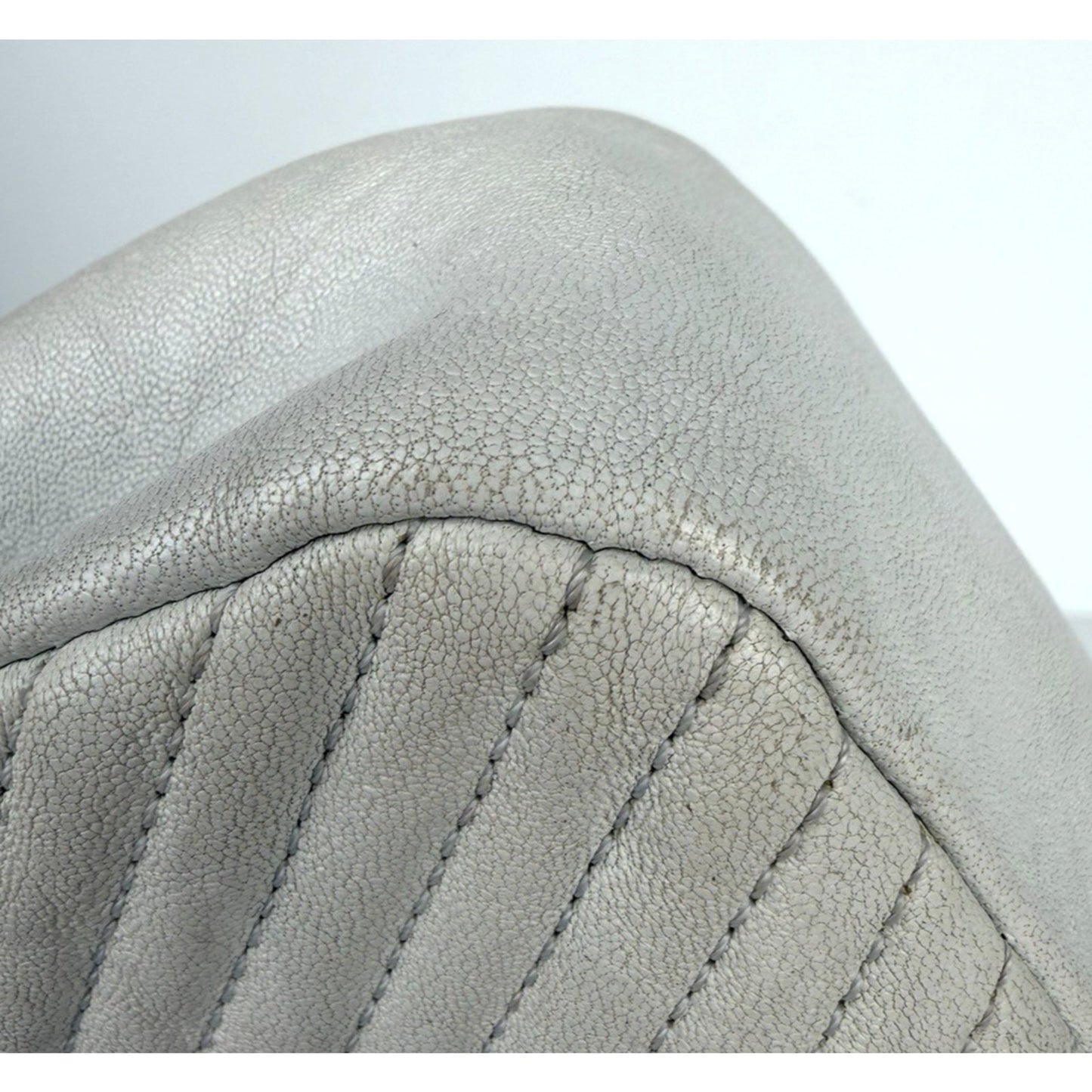 Chanel Chevron Surpique Flap Bag Small in White Lambskin Leather 2015-2016 U2