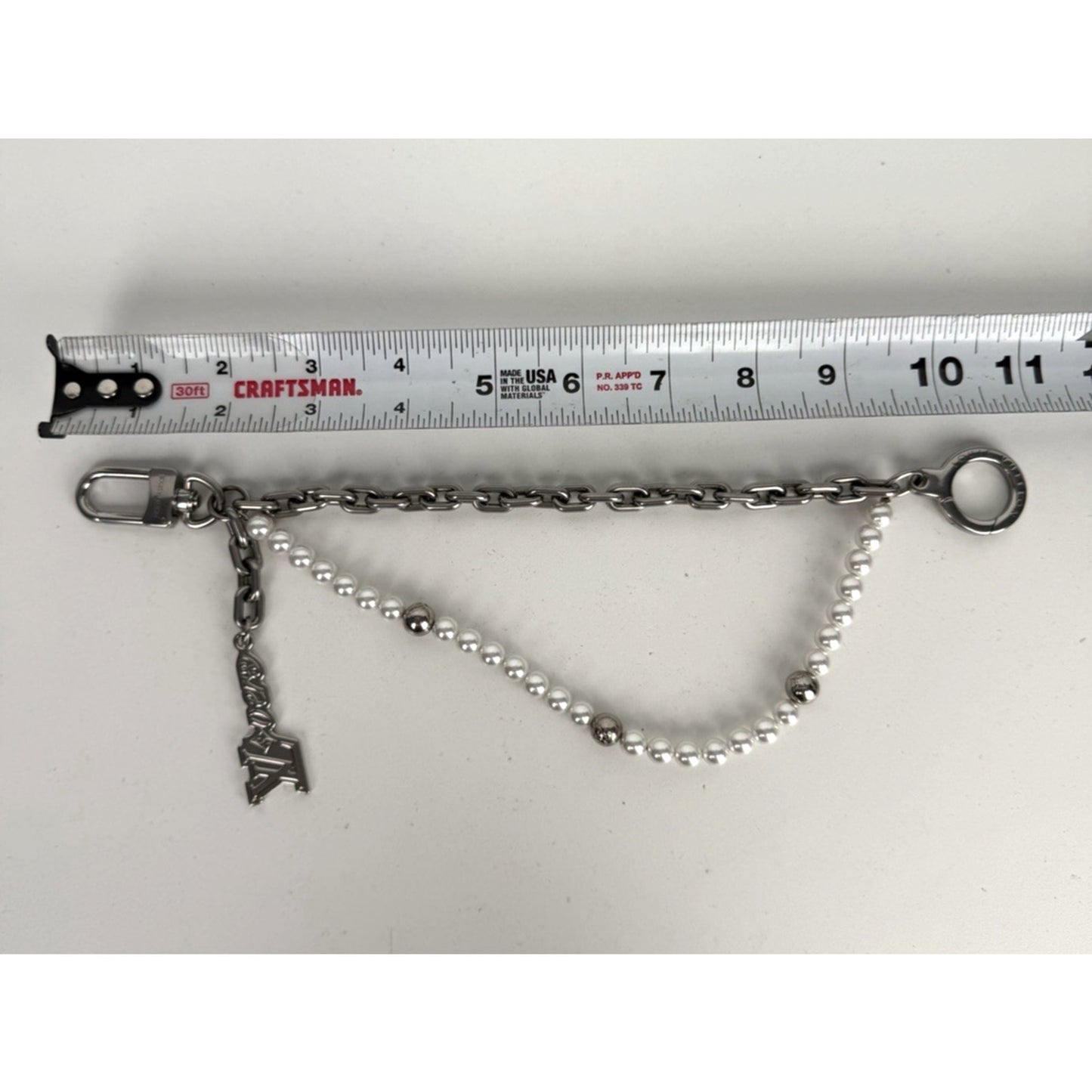 Louis Vuitton Pearls Chain Belt and Bag Charm in Silver Color K1
