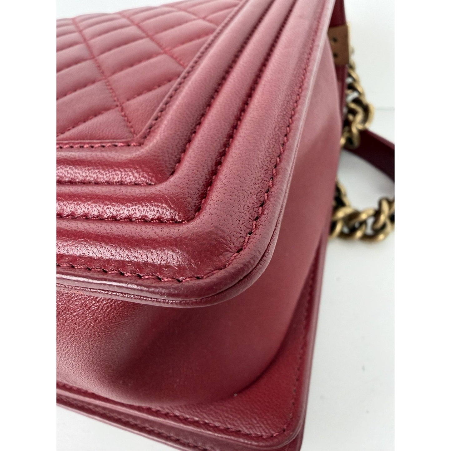Chanel Boy Bag Large Red Leather & Aged Gold-Tone Hardware 2014 D8