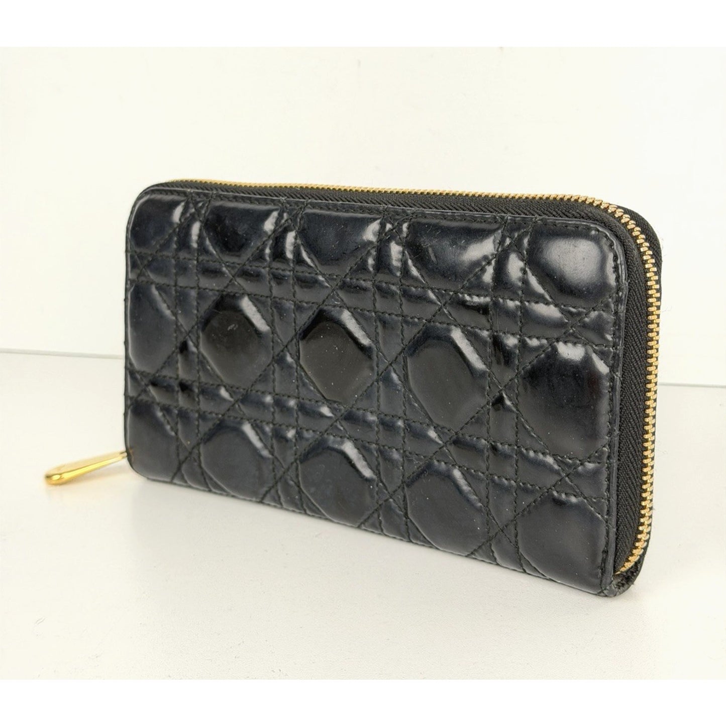 Christian Dior Lady Dior Continental Zip Wallet in Black Patent Leather 2009 K1