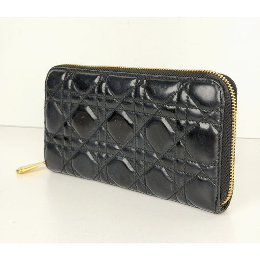 Christian Dior Lady Dior Continental Zip Wallet in Black Patent Leather 2009 K1