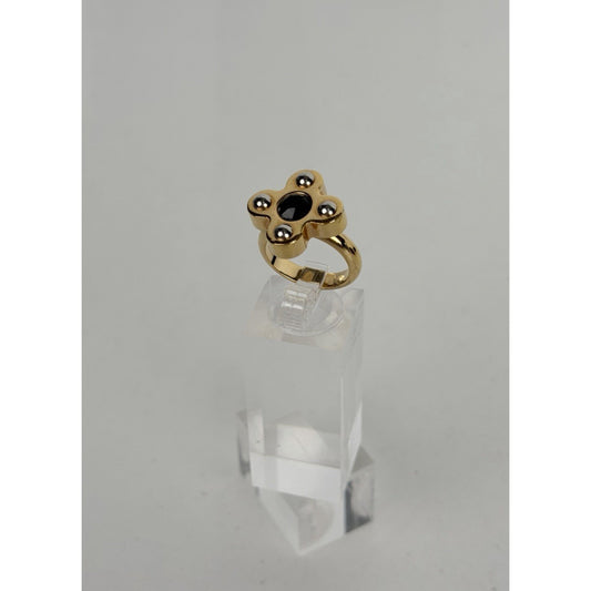 Louis Vuitton Love Letters Flower Ring in Gold-Tone Metal Size 6.25