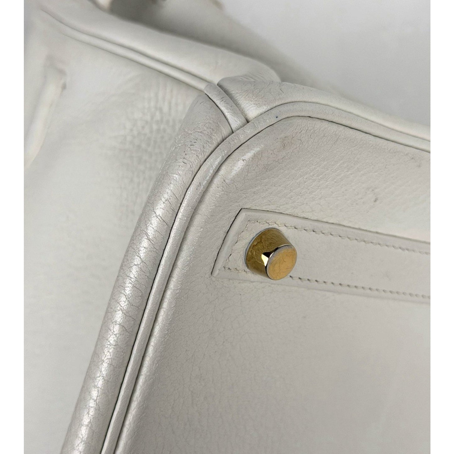 Hermes Birkin 30 Handbag in Off-White Clemence Leather 2015
