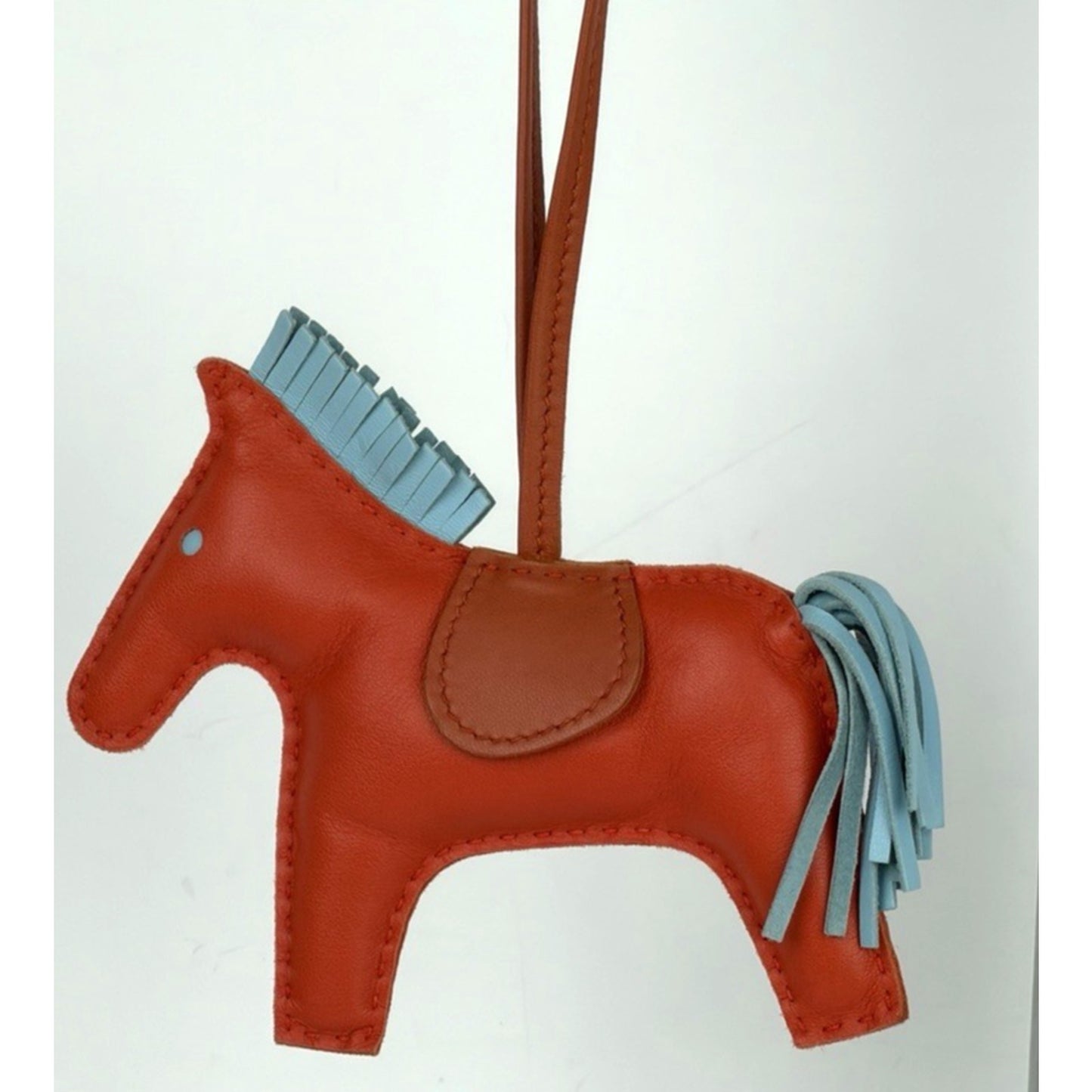 Hermes Rodeo Bag Charm MM in Capucine and Celeste Milo Lambskin Leather