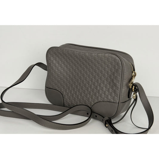 Gucci Bree Crossbody Bag Gray Microguccissima Leather S08