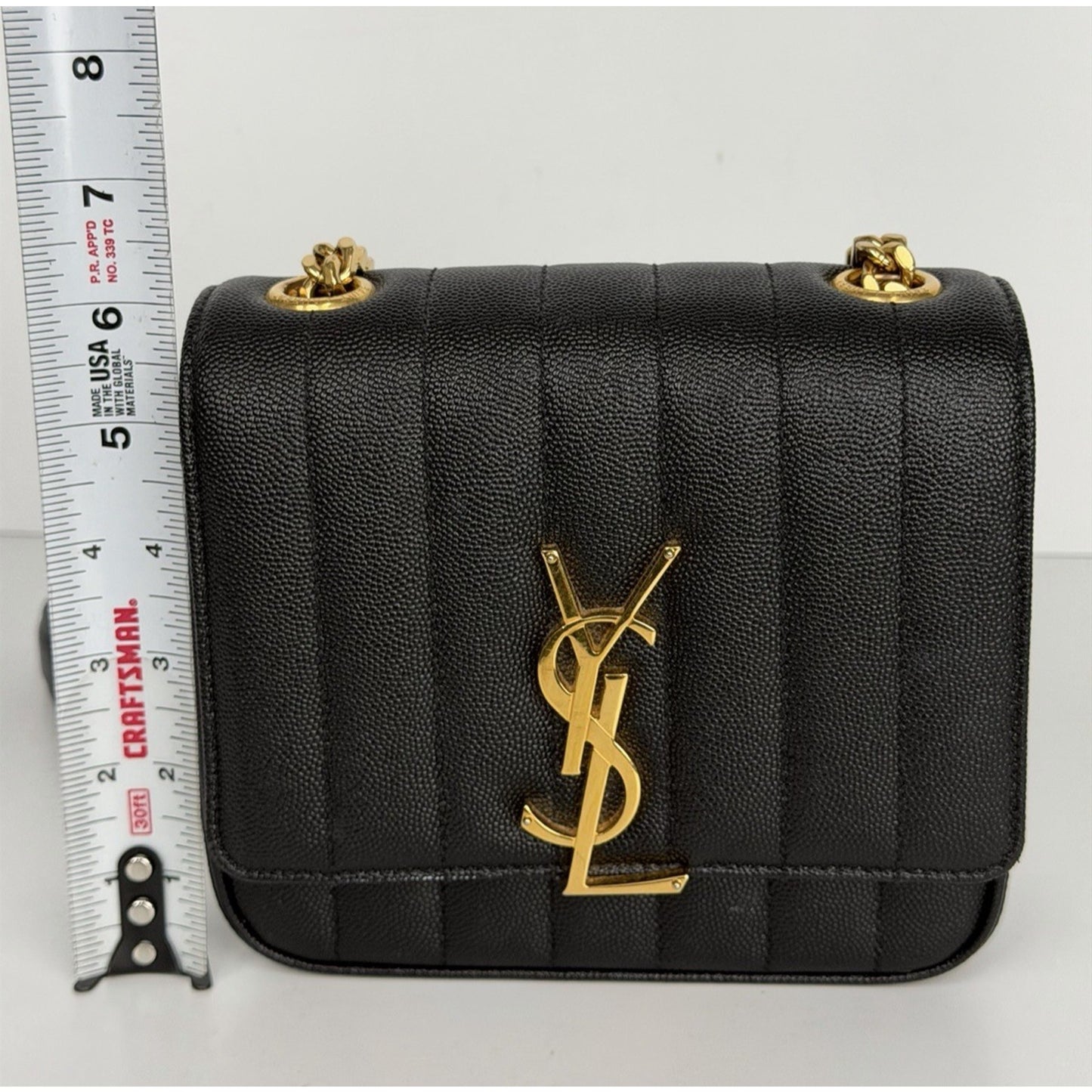 Saint Laurent Vicky Small Black Chain Quilted Bag S02
