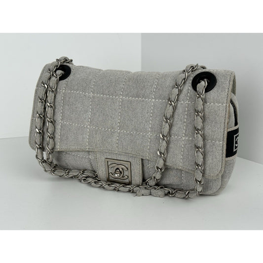 Chanel Sport Line 2006 Quilted Denim Jersey Shoulder Bag